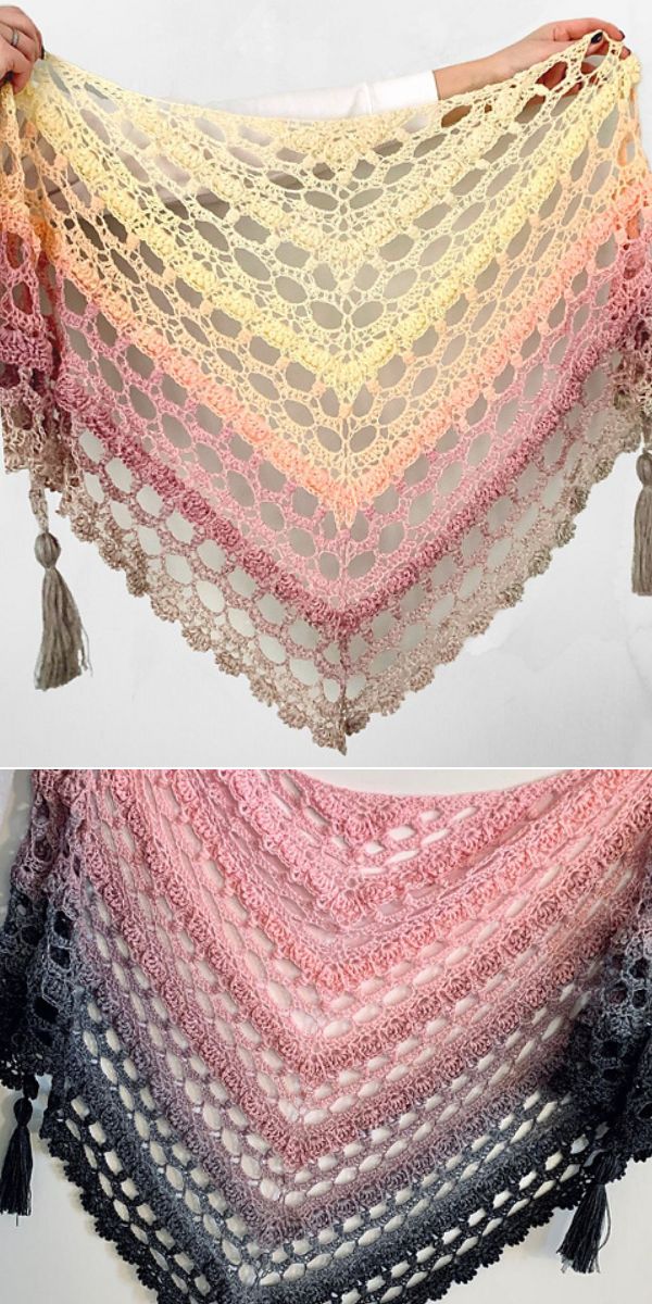 free crochet ombre shawl pattern