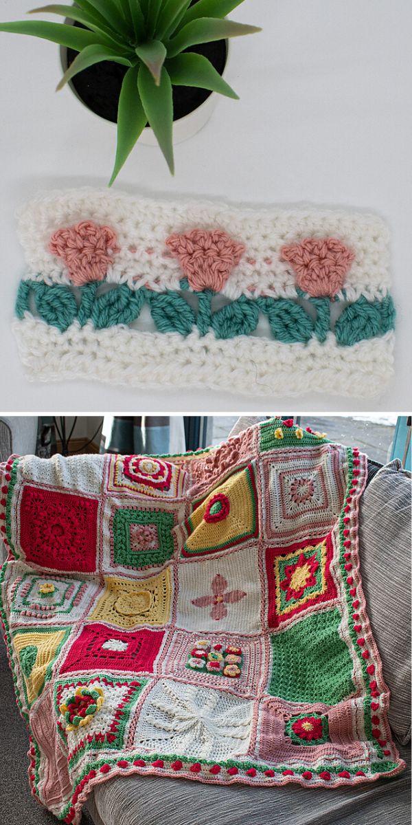 crochet Floral Border free pattern