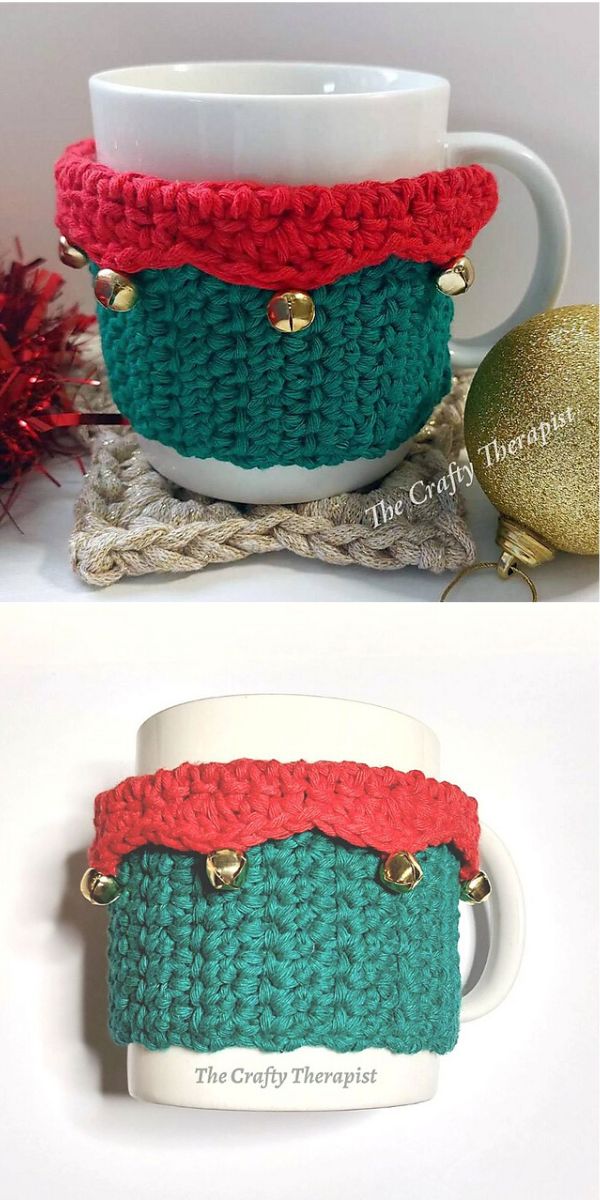 christmas cup cozy free crochet pattern
