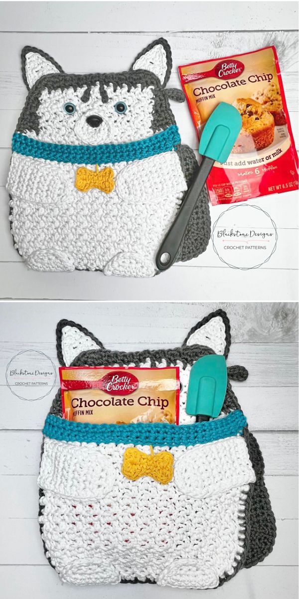 husky pot holder free crochet pattern