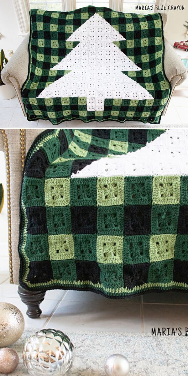 free crochet plaid blanket