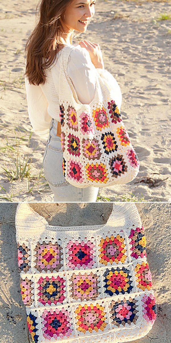 granny square bag free crochet pattern