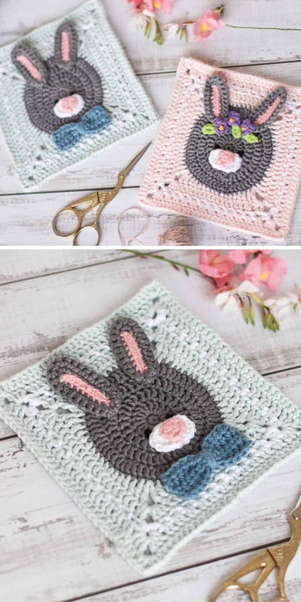 free crochet bunny square pattern