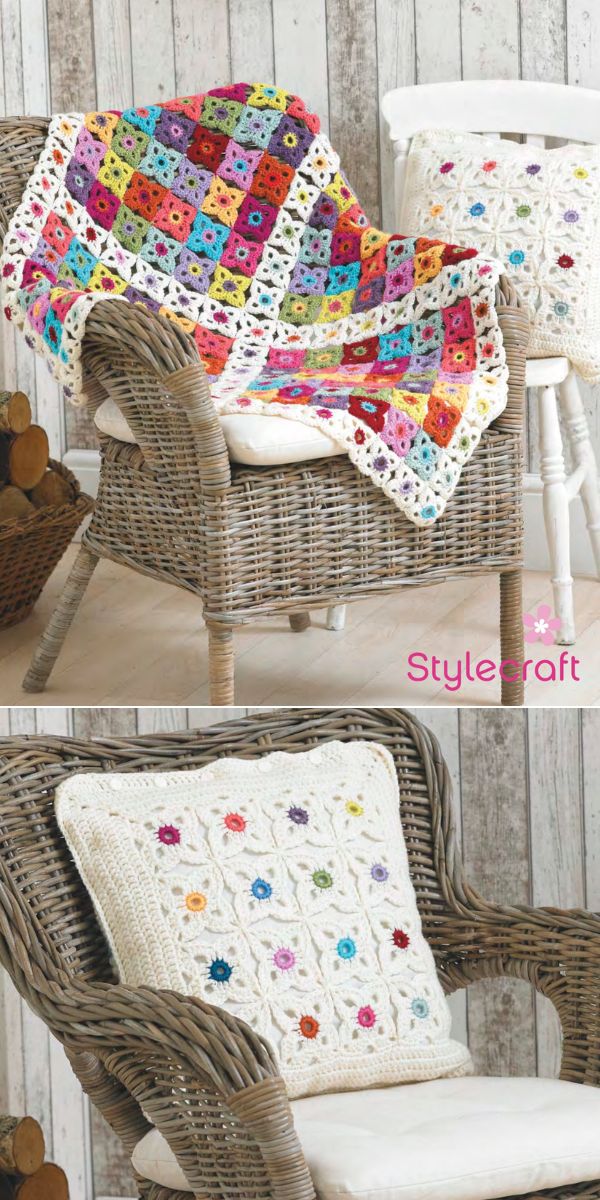 free Crochet Flower Blanket pattern