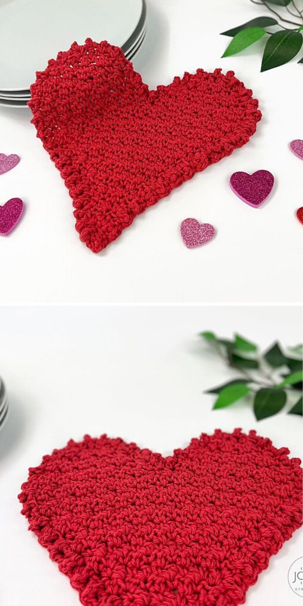 free heart dishcloth crochet pattern