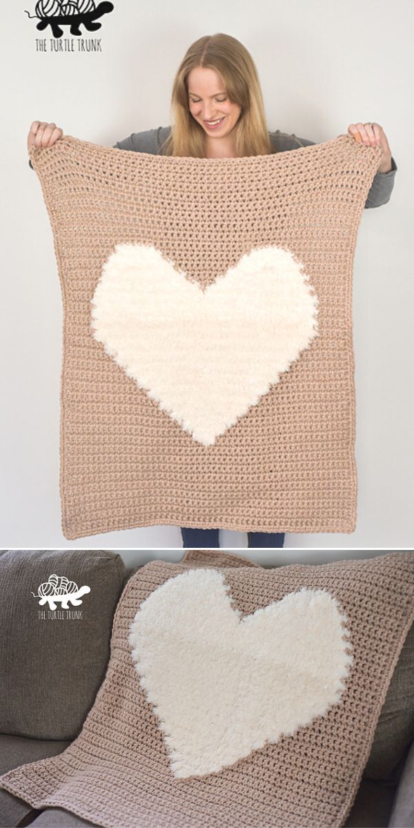 heart blanket free crochet pattern