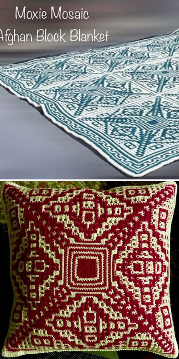 free crochet mosaic afghan block pattern