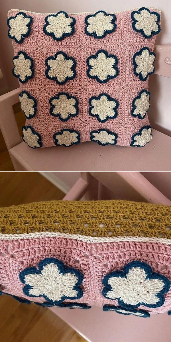 floral pillow free crochet pattern