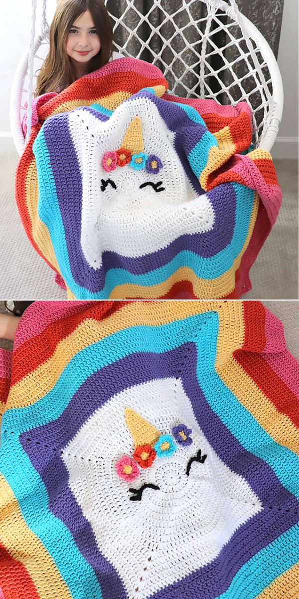 Unicorn Blanket free crochet pattern