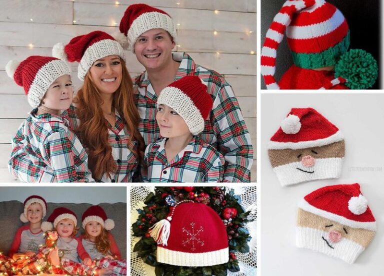 12 Christmas Santa Hat Free Knitting Pattern