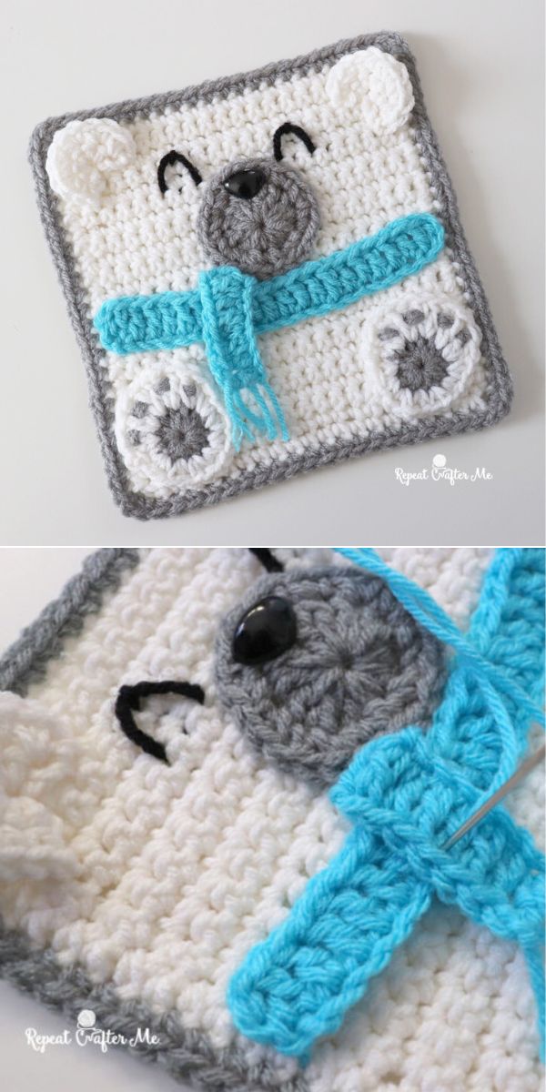 free crochet bear square pattern