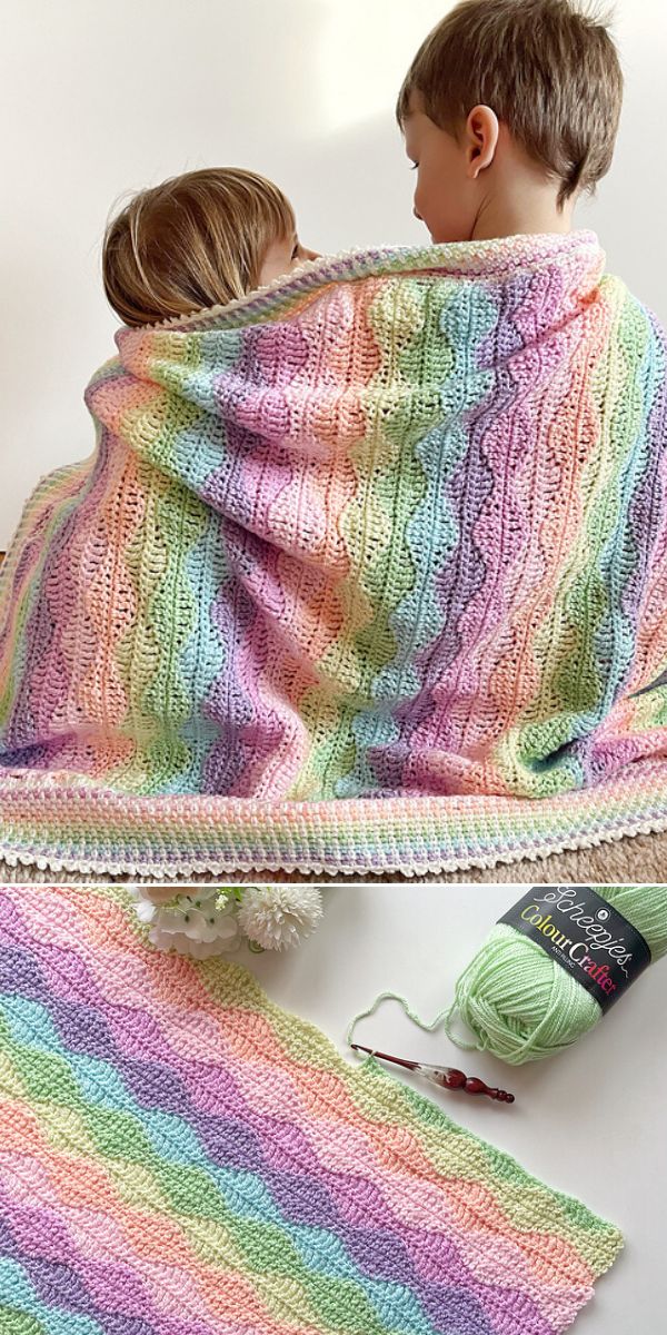 free crochet wavy baby blanket pattern