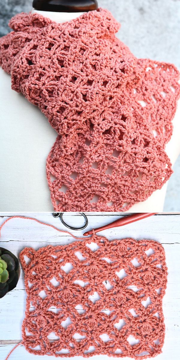 free crochet pattern lacy scarf