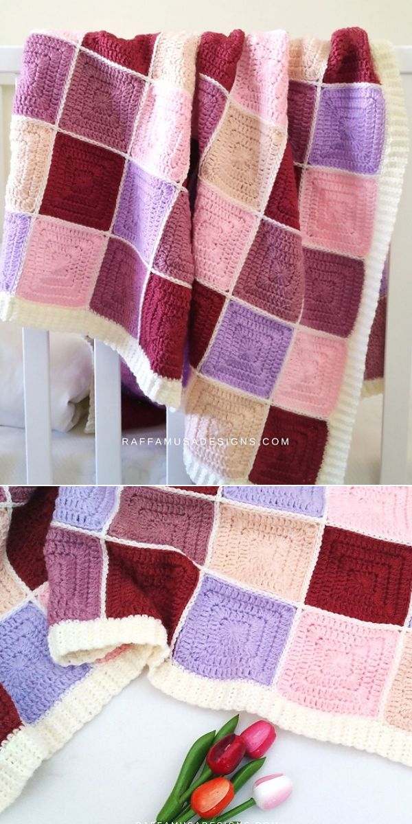 free crochet granny square baby blanket pattern