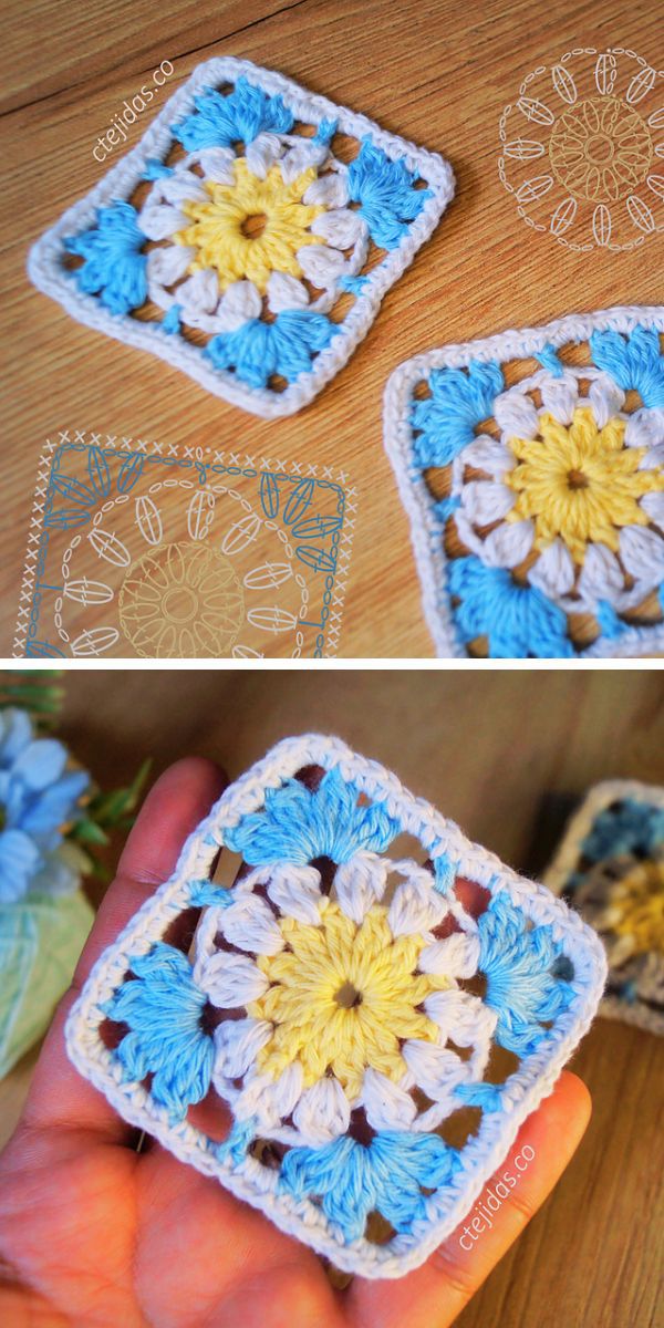 crochet daisy square free pattern