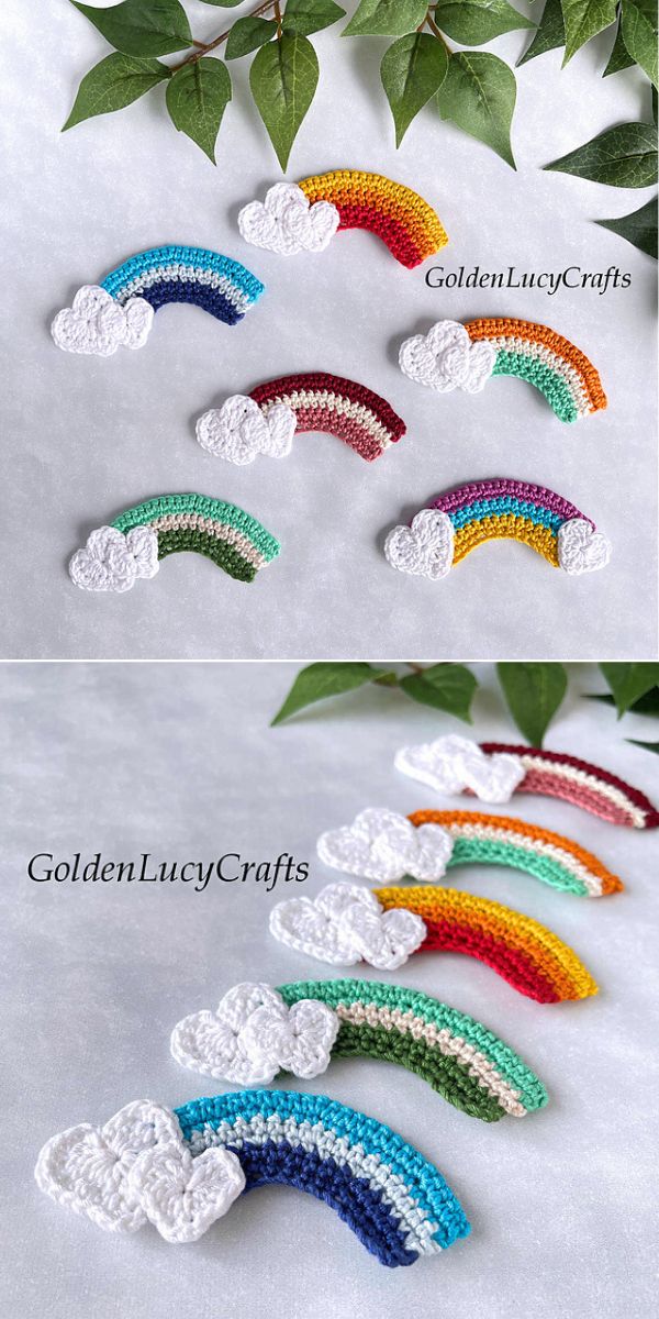 free crochet rainbow applique pattern