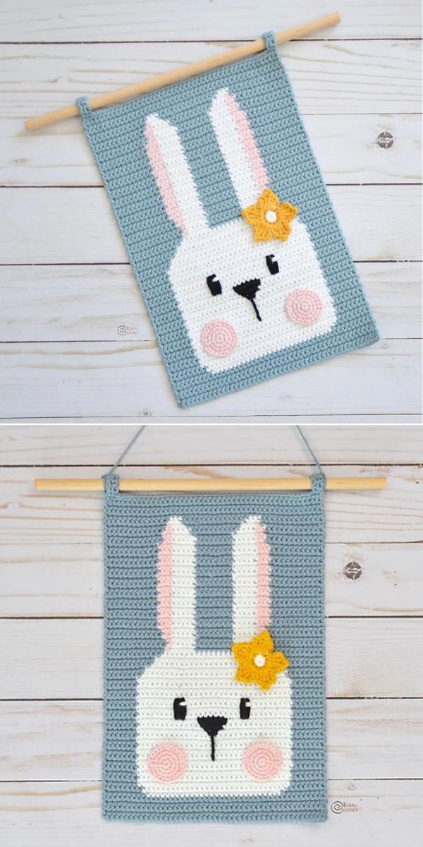 free crochet bunny wall hanging pattern