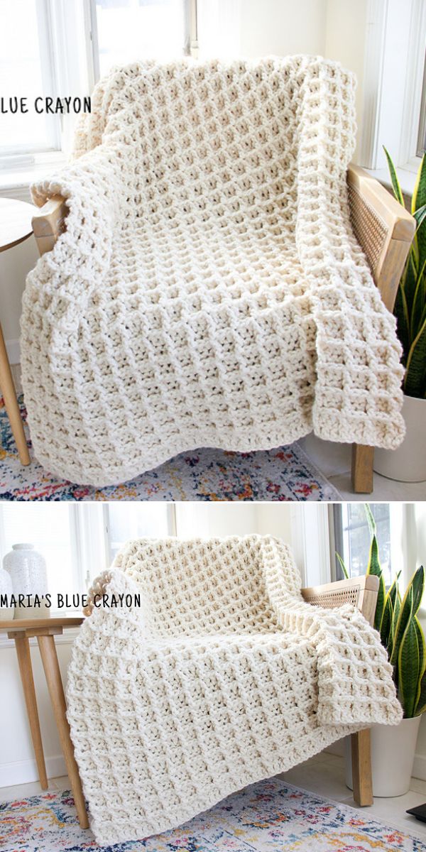 waffle stitch blanket free crochet pattern