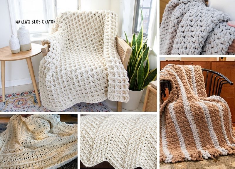 Super Bulky Crochet Blanket pattern by Maria's Blue Crayon