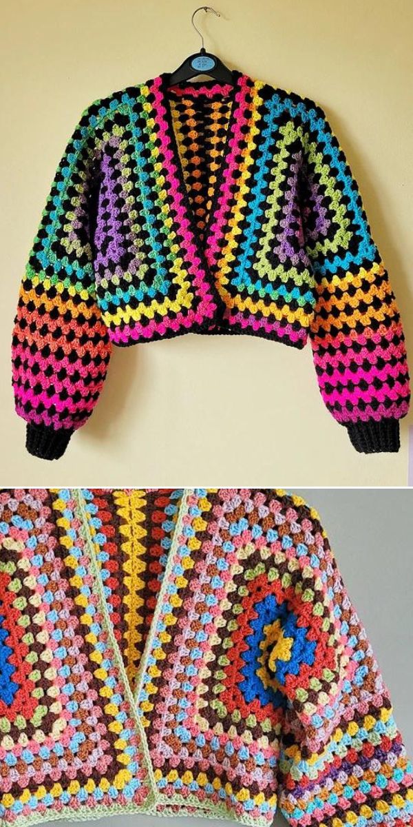 crochet granny hexagon cardigan free pattern