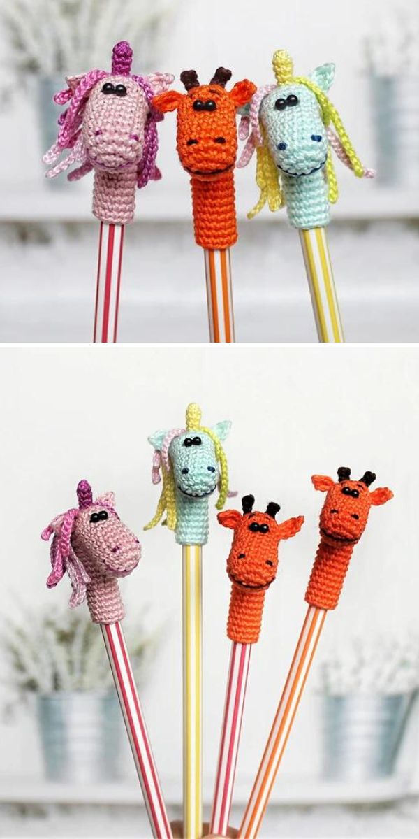 free crochet unicorn pencil crochet pattern
