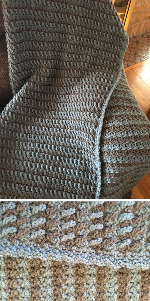 mosaic blanket in brown and grey