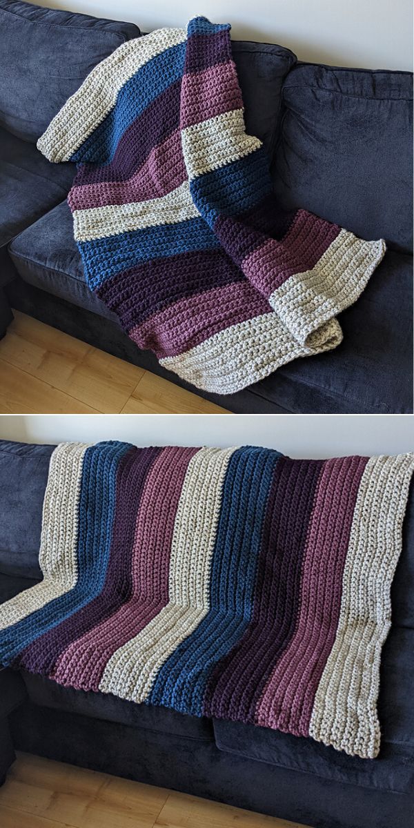 stripy throw free crochet pattern