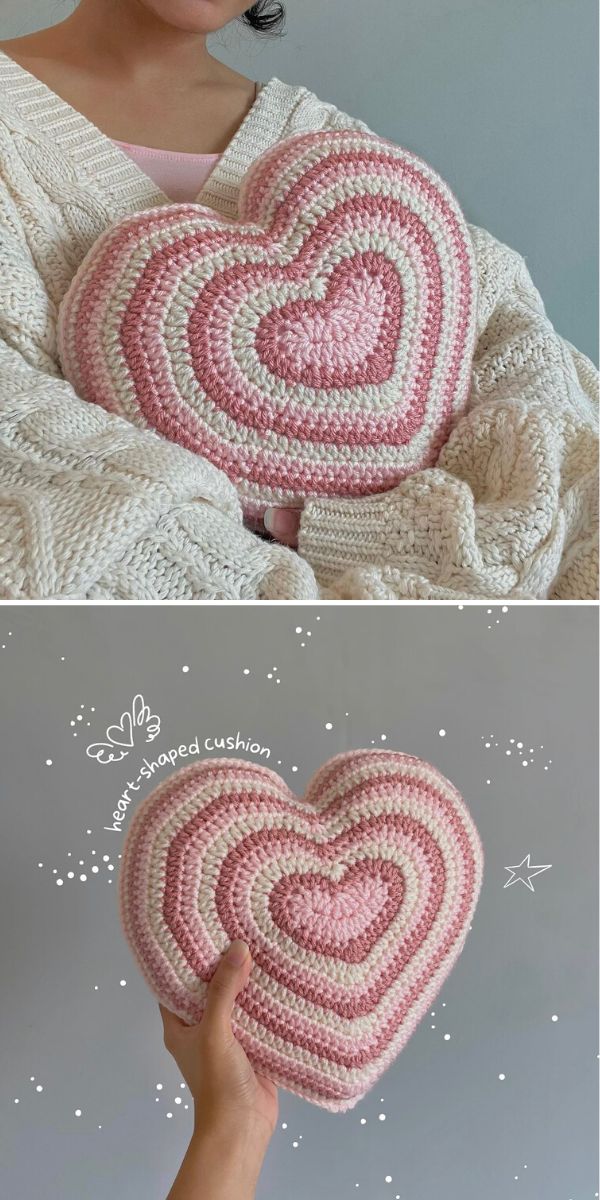 free crochet heart cushion pattern