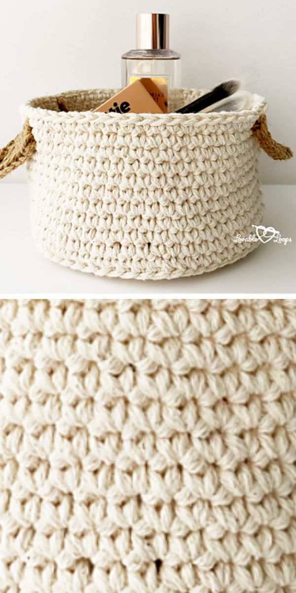 roomy crochet basket with handles