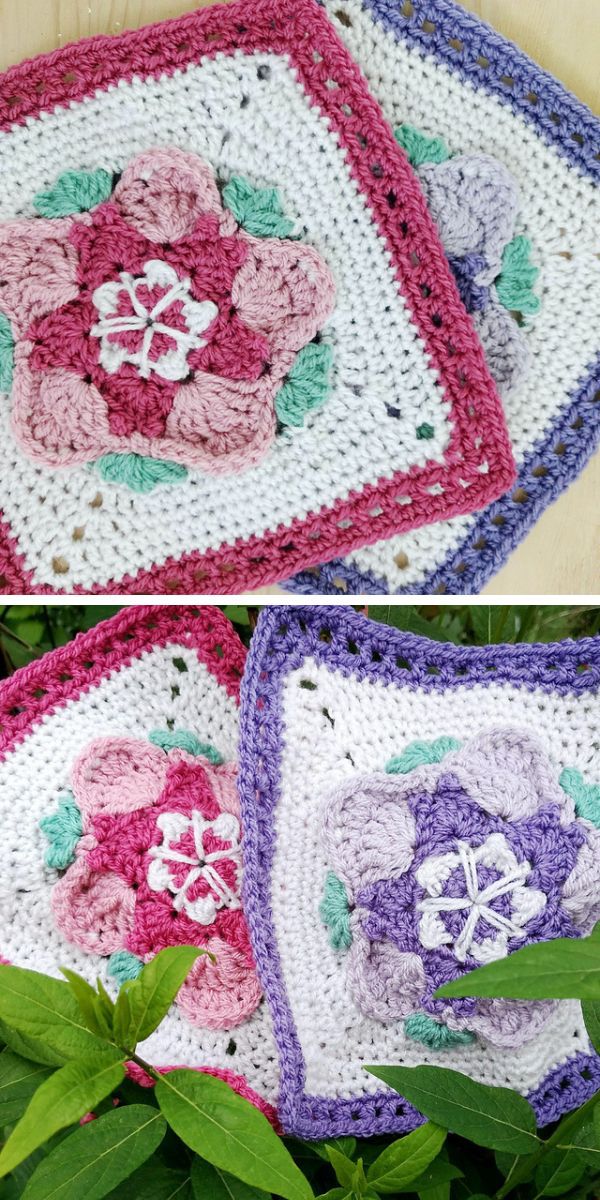 flower crochet square free pattern