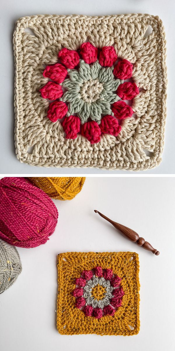 floral square free crochet pattern
