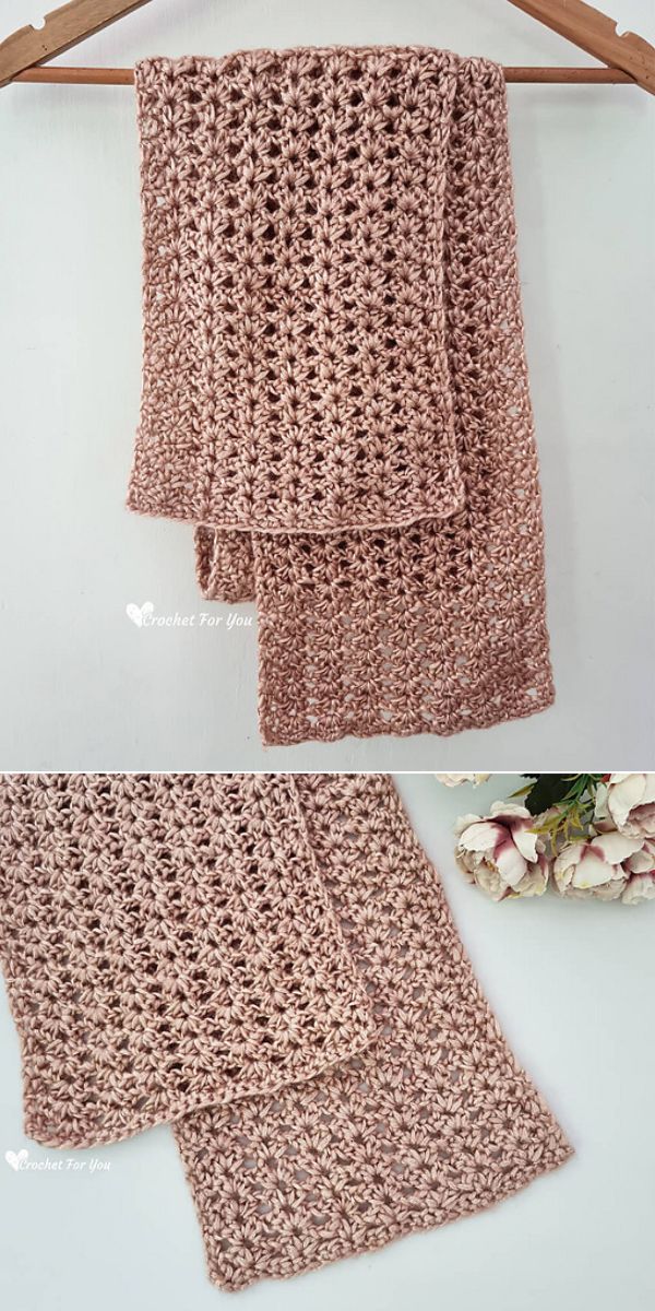free crochet shell stitch scarf pattern