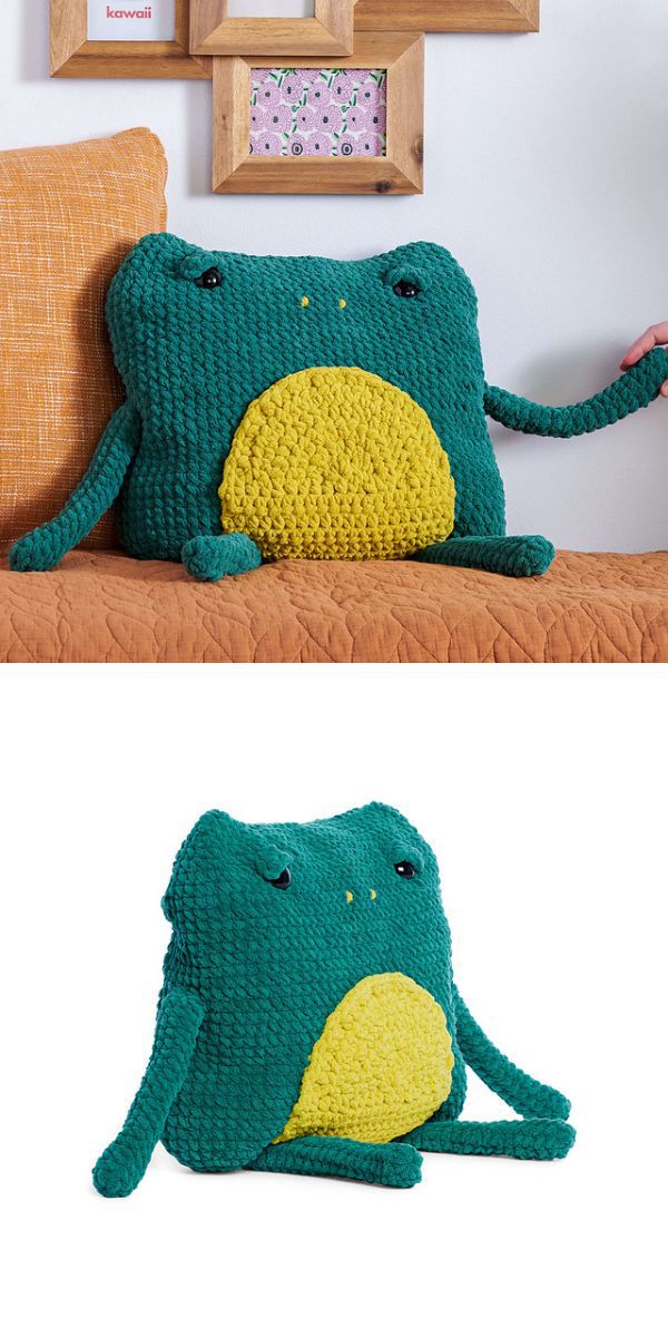 frog pillow free crochet pattern
