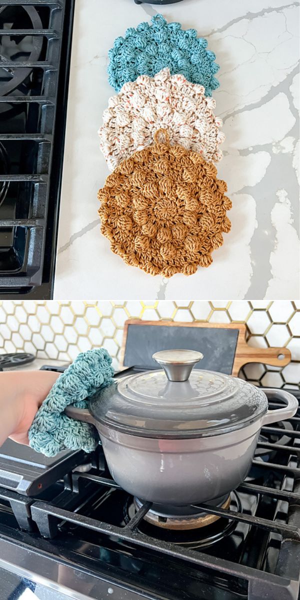 free crochet round potholder pattern