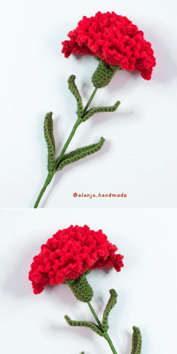 Red Carnation free crochet pattern