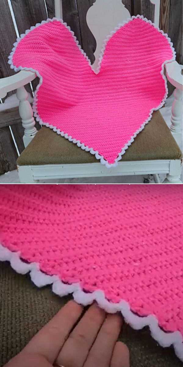 heart shape baby blanket free crochet pattern