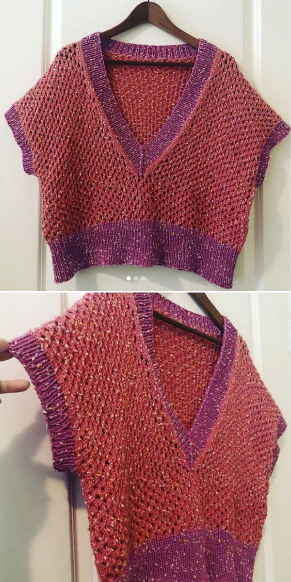 mesh vest free knitting pattern