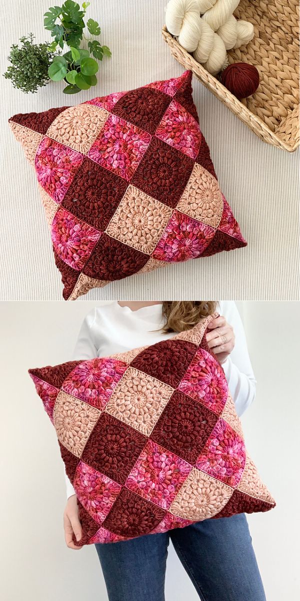 granny square pillow free crochet pattern