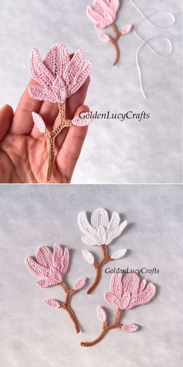 Crochet Magnolia Applique free pattern