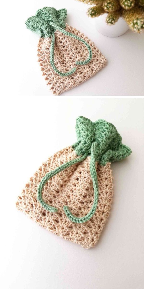 tiny crochet drawstring bag