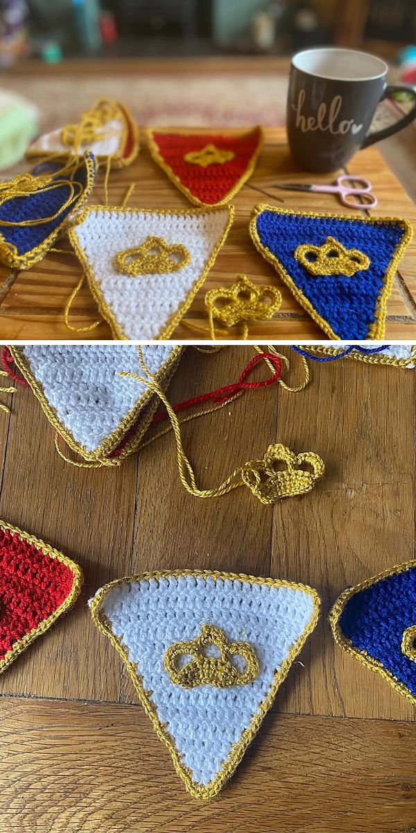 Crochet Coronation Bunting free pattern