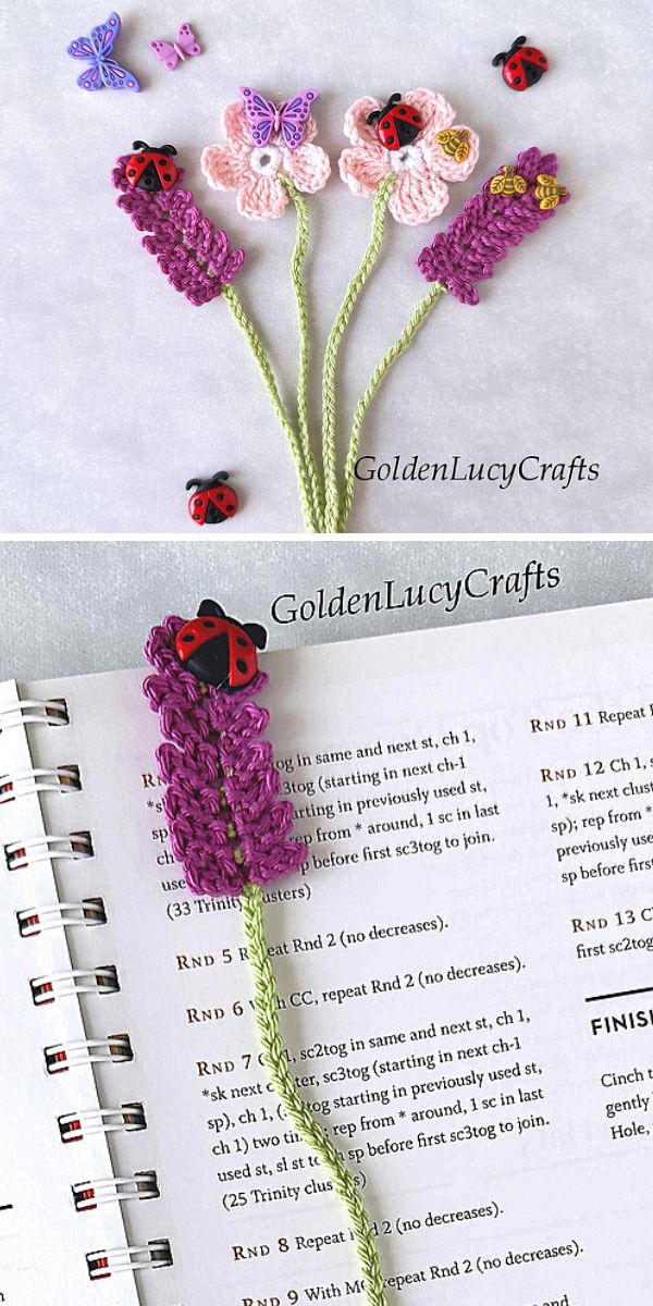 free crochet flower bookmark pattern