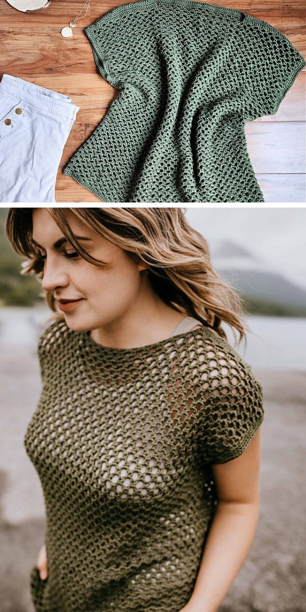 dark green crochet mesh top