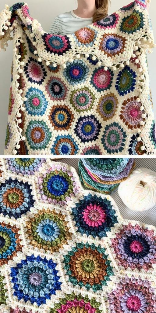 free crochet hexagon blanket pattern