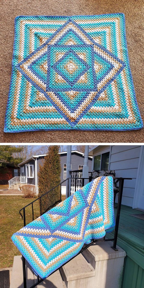 Kaleidoscope Crochet Picnic Blanket free pattern