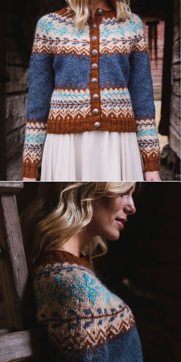Scandinavian cardigan free knitting pattern