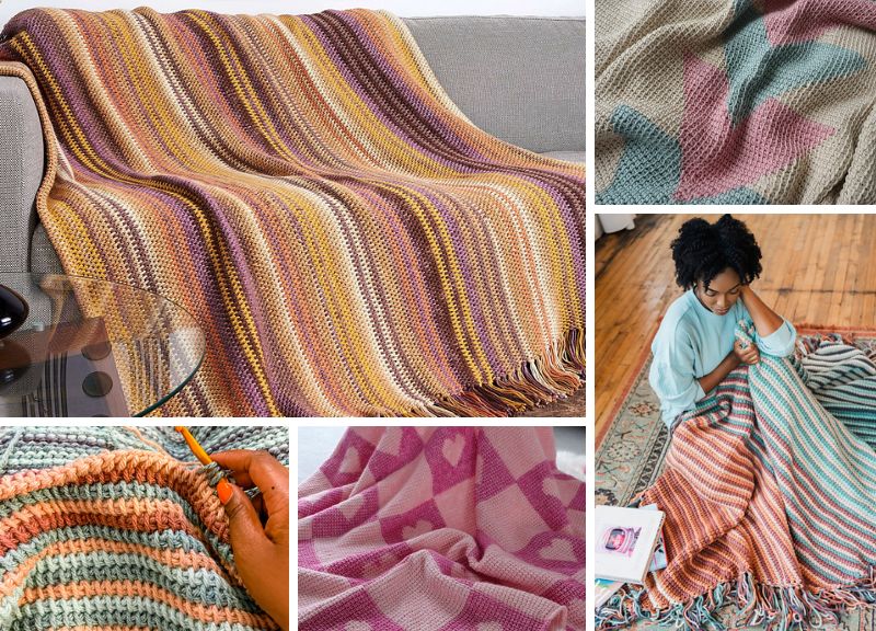 Tunisian crochet blankets