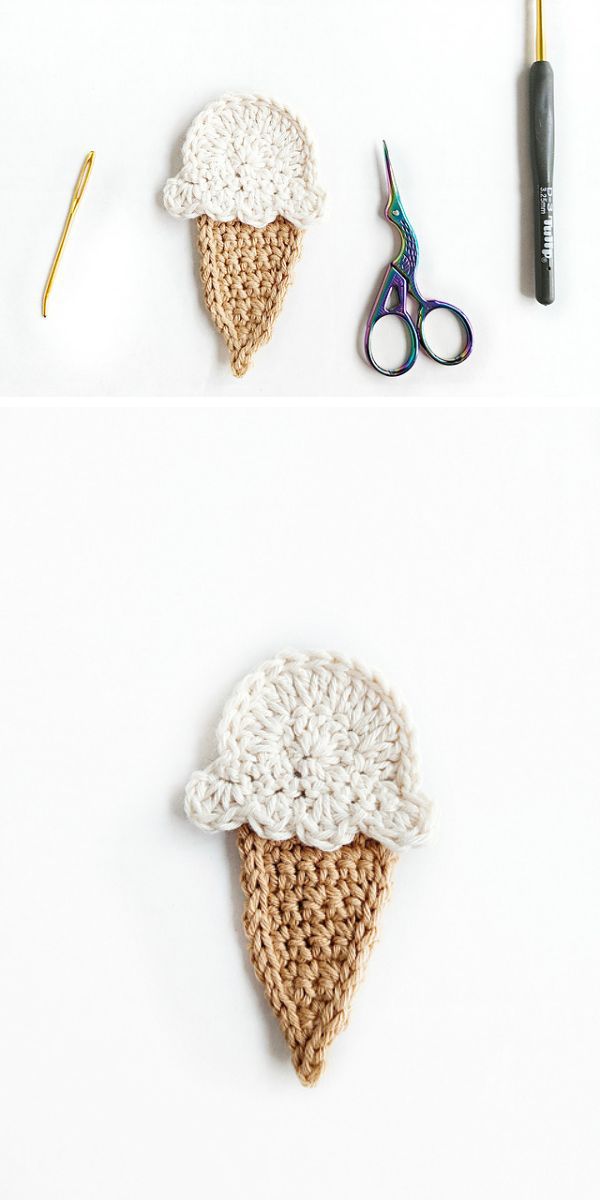 crochet ice cream applique