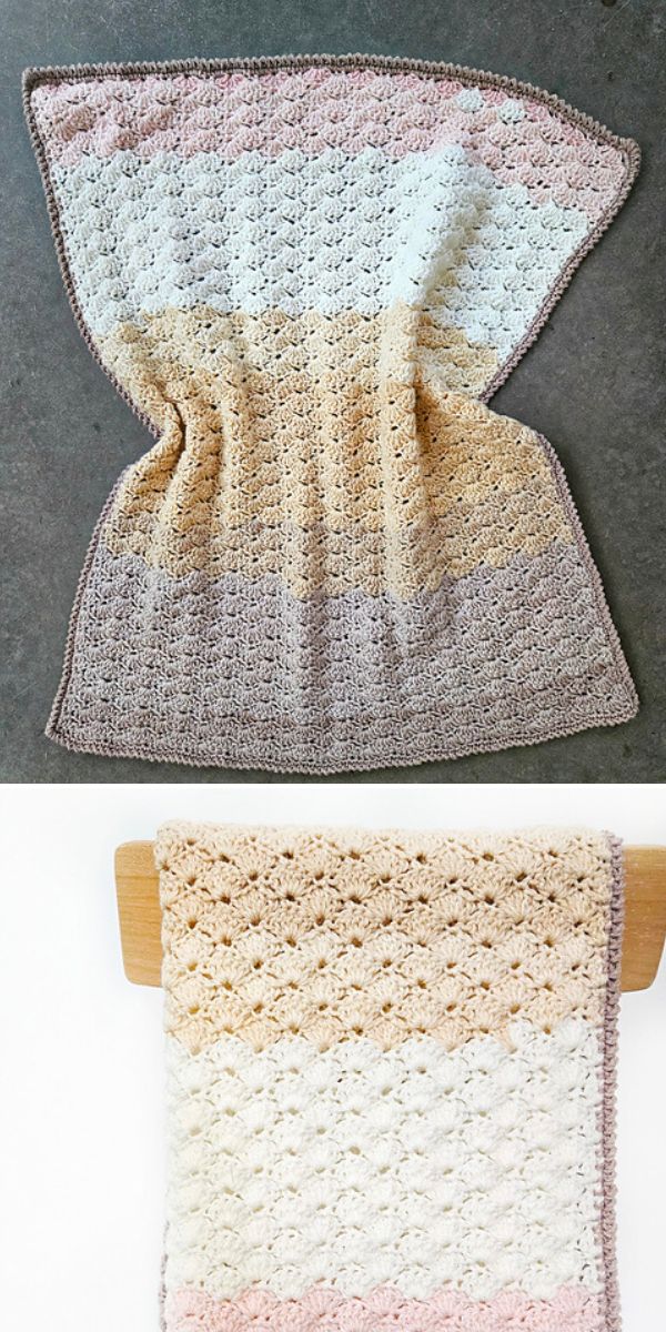 shell stitch ombre style baby blanket