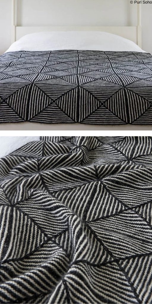 knit geometric blanket free pattern